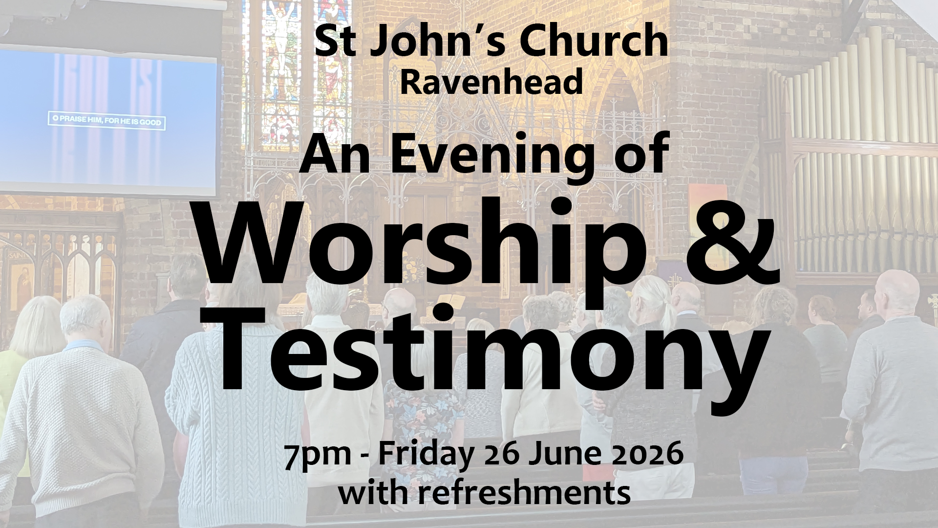 Banner for Worship and Testimony Evening